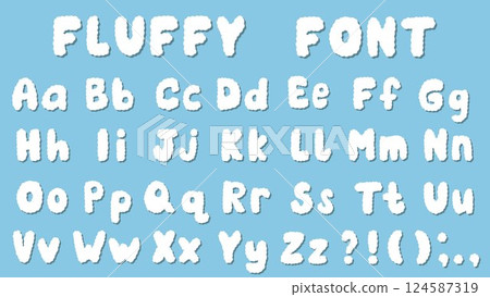 Fluffy cloud font Vector graphics 124587319