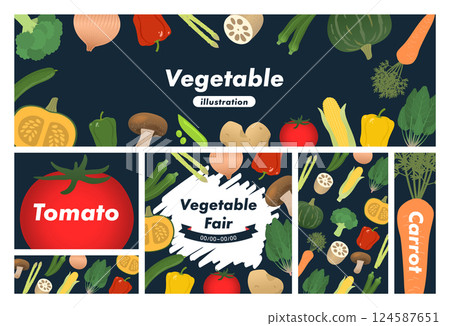 Vegetable background template set_3 Vegetable background template set_3 124587651