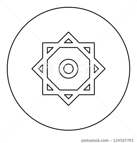Symbol Rub el Hizb Islam Ramadan equilibrium of static dynamic Sacred geometry icon in circle round black color vector illustration image outline contour line thin style 124587701