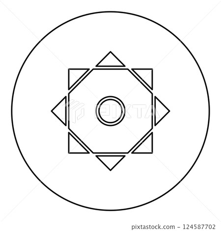 Symbol Rub el Hizb Islam Ramadan equilibrium of static dynamic Sacred geometry icon in circle round black color vector illustration image outline contour line thin style 124587702