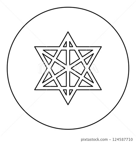 Metatron cube Sacred geometry icon in circle round black color vector illustration image outline contour line thin style Metatron cube Sacred geometry icon in circle round black color vector illustration image outline contour line thin style 124587710