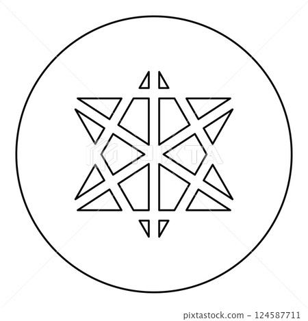 Metatron cube Sacred geometry icon in circle round black color vector illustration image outline contour line thin style 124587711