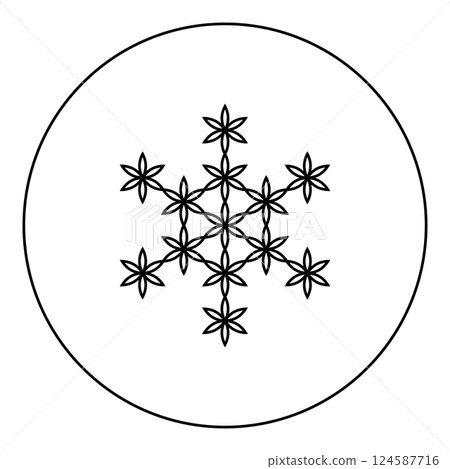 Flower of life Sacred geometry icon in circle round black color vector illustration image outline contour line thin style 124587716