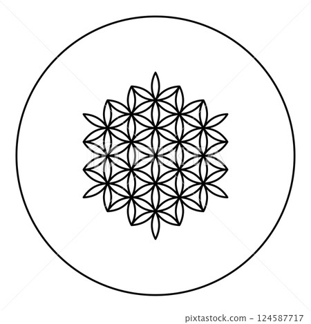 Flower of life Sacred geometry icon in circle round black color vector illustration image outline contour line thin style Flower of life Sacred geometry icon in circle round black color vector illustration image outline contour line thin style 124587717