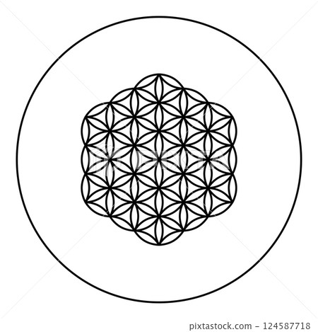 Flower of life Sacred geometry icon in circle round black color vector illustration image outline contour line thin style Flower of life Sacred geometry icon in circle round black color vector illustration image outline contour line thin style 124587718