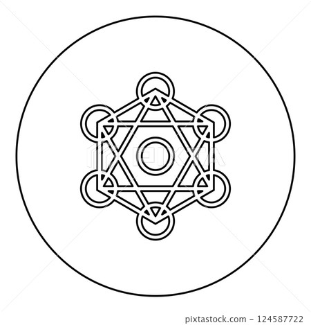 Metatron cube Sacred geometry icon in circle round black color vector illustration image outline contour line thin style 124587722