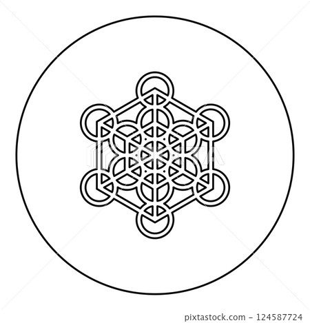 Metatron cube Sacred geometry icon in circle round black color vector illustration image outline contour line thin style 124587724