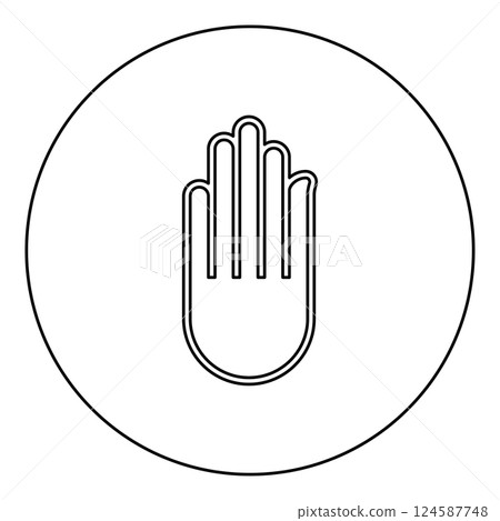 Hand Akhimsa Ahimsa arm Jainism Jain religion symbol Dharma Ahinsa icon in circle round black color vector illustration image outline contour line thin style 124587748