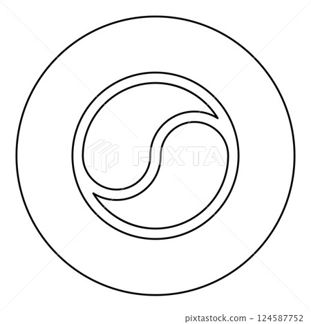 Yin Yang Taoism symbol harmony equilibrium concept icon in circle round black color vector illustration image outline contour line thin style 124587752