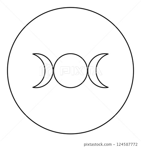 Simbol triple goddess religious sign moon phases wiccan icon in circle round black color vector illustration image outline contour line thin style Simbol triple goddess religious sign moon phases wiccan icon in circle round black color vector illustration image outline contour line thin style 124587772