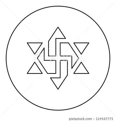 Raelism symbol David star of the galaxy Raeliteli icon in circle round black color vector illustration image outline contour line thin style Raelism symbol David star of the galaxy Raeliteli icon in circle round black color vector illustration image outline contour line thin style 124587775