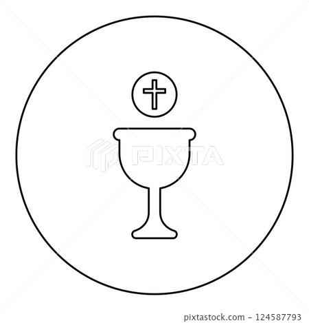 Corpus christi holy communion icon in circle round black color vector illustration image outline contour line thin style 124587793