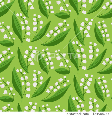 Seamless floral pattern with lily of the valley 124588263