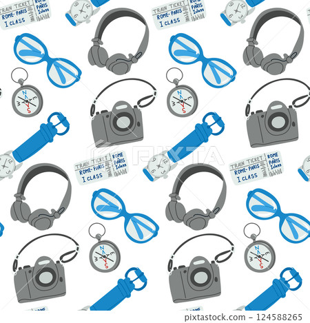 Seamless travel pattern with cameras 124588265