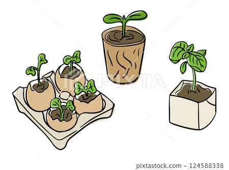 Seedlings growing in eco-friendly containers 124588338