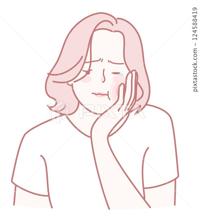 An Emotional Character Illustration Showing Thoughtful Expression, Evoking Deep Feelings An Emotional Character Illustration Showing Thoughtful Expression, Evoking Deep Feelings 124588419
