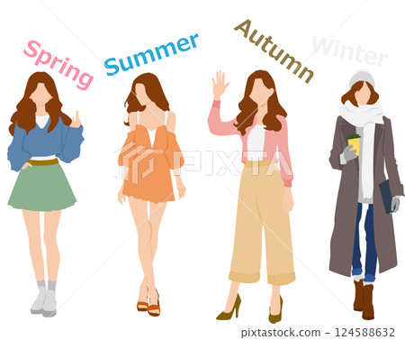 春夏秋冬時尚插畫 124588632