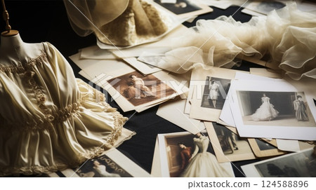 Creating a vintage inspired wedding dress with passion and craftsmanship, a seamstress's work in haute couture 124588896