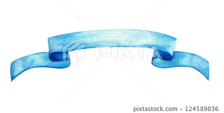 Watercolor blue ribbon, banner Fabric or rolled paper banner for the party. Hand drawn illustration, empty manuscript for text. Template for festive Munich Oktoberfest banner. Isolated from background Watercolor blue ribbon, banner Fabric or rolled paper banner for the party. Hand drawn illustration, empty manuscript for text. Template for festive Munich Oktoberfest banner. Isolated from background 124589836