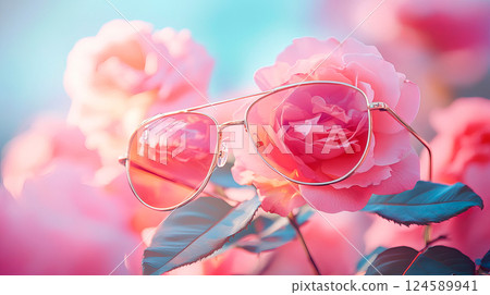 Rose - colored glasses symbolize naivety Rose - colored glasses symbolize naivety 124589941