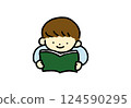 Illustration of a boy reading a book 124590295