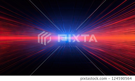 Futuristic Horizon Unveiled Abstract Lines Horizon Futuristic Sci-Fi Background - Ultrawide Panorama Banner for Creative Projects. created with Generative AI 124590564