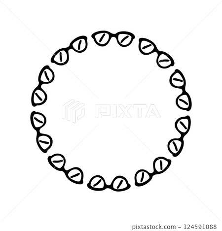 Simple hand-drawn cute glasses frames Simple hand-drawn cute glasses frames 124591088