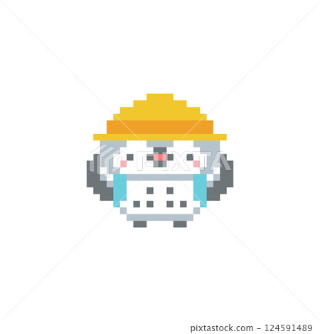 像素化繪圖，一隻灰色貓頭鷹為一名小學生加油 124591489