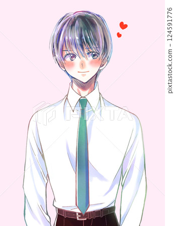 Man in white shirt and tie, smiling, upper body, love Man in white shirt and tie, smiling, upper body, love 124591776