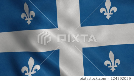 Quebec Province flag video waving in wind. Realistic Province Flag background. 3d illustration Quebec Province flag video waving in wind. Realistic Province Flag background. 3d illustration 124592039