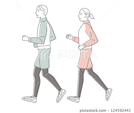 慢跑男女夫婦跑步 124592441