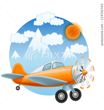retro aircraft vintage airplane old plane vector illustration 124592503
