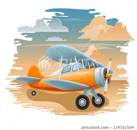 retro aircraft vintage airplane old plane vector illustration 124592504
