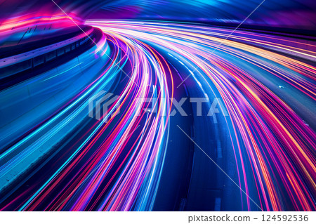 Abstract light trails on a highway at night 124592536