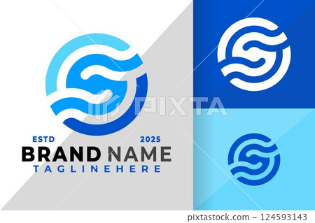 Letter S Blue Wave Logo Icon Vector Design Illustration 124593143