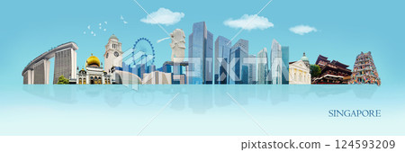 Contemporary art collage, creative design from Singapore travel images 124593209