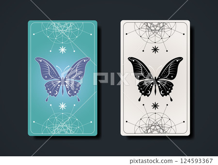 Set tarot cards, esoteric butterfly occult sacred geometry sign, boho spiritual symbols, Flower of Life. Magic Seed of life sacred mandala. Colorful vintage vector collection Set tarot cards, esoteric butterfly occult sacred geometry sign, boho spiritual symbols, Flower of Life. Magic Seed of life sacred mandala. Colorful vintage vector collection 124593367