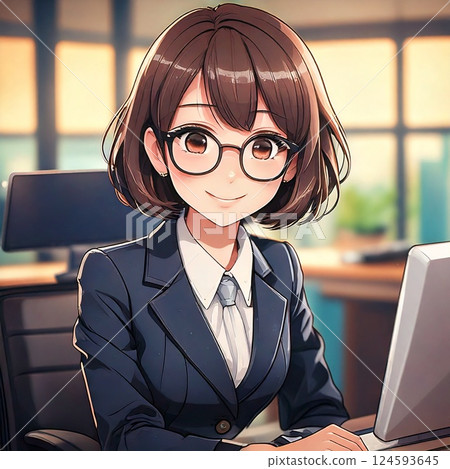 一個女人使用電腦 124593645