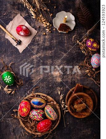 Traditional Ukrainian painting Easter eggs 124593923