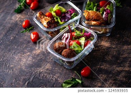 Meal prep concept. Healthy food in container. Meal prep concept. Healthy food in container. 124593935