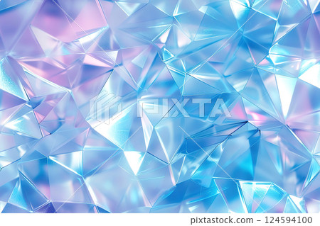Geometric crystal structures in blue with pink reflective hues Geometric crystal structures in blue with pink reflective hues 124594100