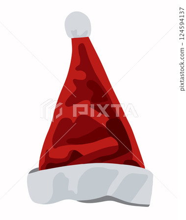 Vector isolated illustration of a Christmas hat on a white background. 124594137