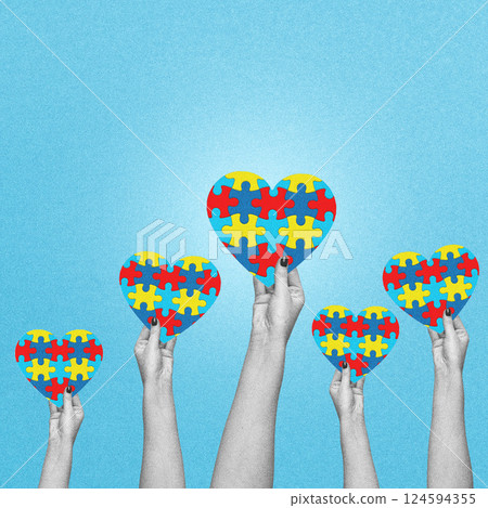 World Autism Awareness Day Concept Collage Illustration World Autism Awareness Day Concept Collage Illustration 124594355