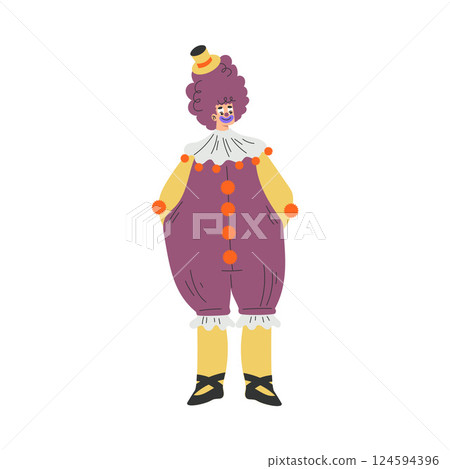 Colorful Man Clown Character with Bright Makeup and Nose Amusing Vector Illustration Colorful Man Clown Character with Bright Makeup and Nose Amusing Vector Illustration 124594396