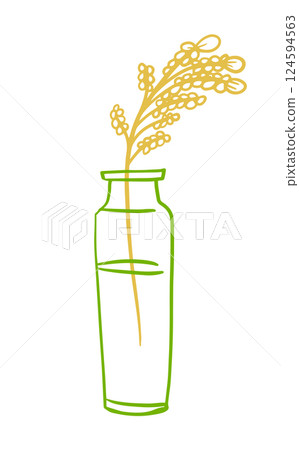 Mimosa branch in a vase. hand drawing. Not AI, Vector illustration 124594563