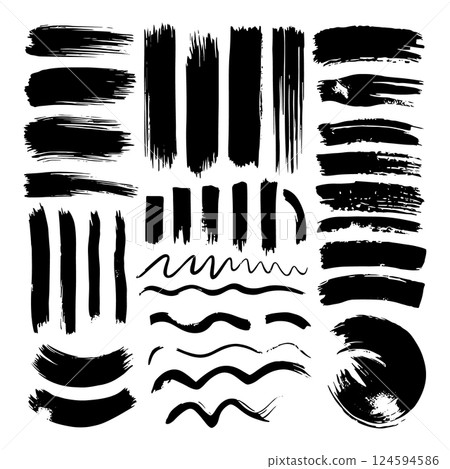 A set of expressive ink brush strokes and abstract patterns, great for creative backgrounds, grunge design, and artistic branding. A set of expressive ink brush strokes and abstract patterns, great for creative backgrounds, grunge design, and artistic branding. 124594586