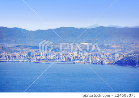 Beppu Bay and Oita City Panorama Beppu Bay and Oita City Panorama 124595075