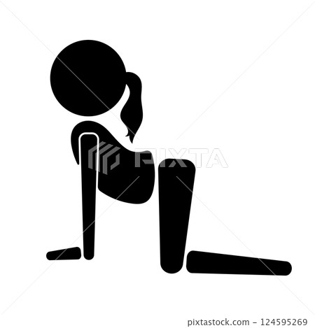 Yoga Pose Stick Figure Woman. Cobra Pose Silhouette Vector Illustration. A black and white vector illustration of a stick figure woman performing the Cobra Pose. Yoga Pose Stick Figure Woman. Cobra Pose Silhouette Vector Illustration. A black and white vector illustration of a stick figure woman performing the Cobra Pose. 124595269