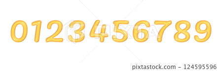 inflated yellow numbers from 0 to 9. 3d vector illustration inflated yellow numbers from 0 to 9. 3d vector illustration 124595596