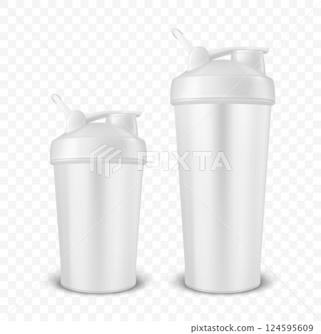 Vector Realistic 3D White Empty Glossy Metal Shaker Bottle With White Cap for Fitness Sports Nutrition Supplement Workout Hydration Closeup Isolated. Packaging Mockup Design Template Vector Realistic 3D White Empty Glossy Metal Shaker Bottle With White Cap for Fitness Sports Nutrition Supplement Workout Hydration Closeup Isolated. Packaging Mockup Design Template 124595609